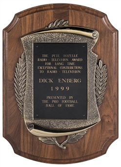 1999 Pro Football Hall of Fame Pete Rozelle Radio-Television Award Presented To Dick Enberg (Letter of Provenance)